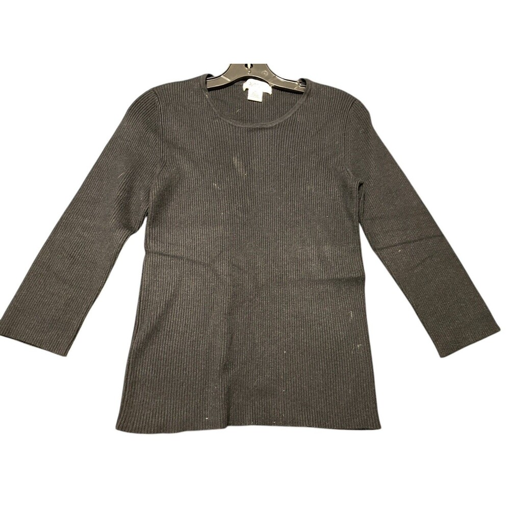 Avanzini  Woman’s Top Blouse Black Sz XL 85%‎ Silk Stretch Long Sleeve Casual